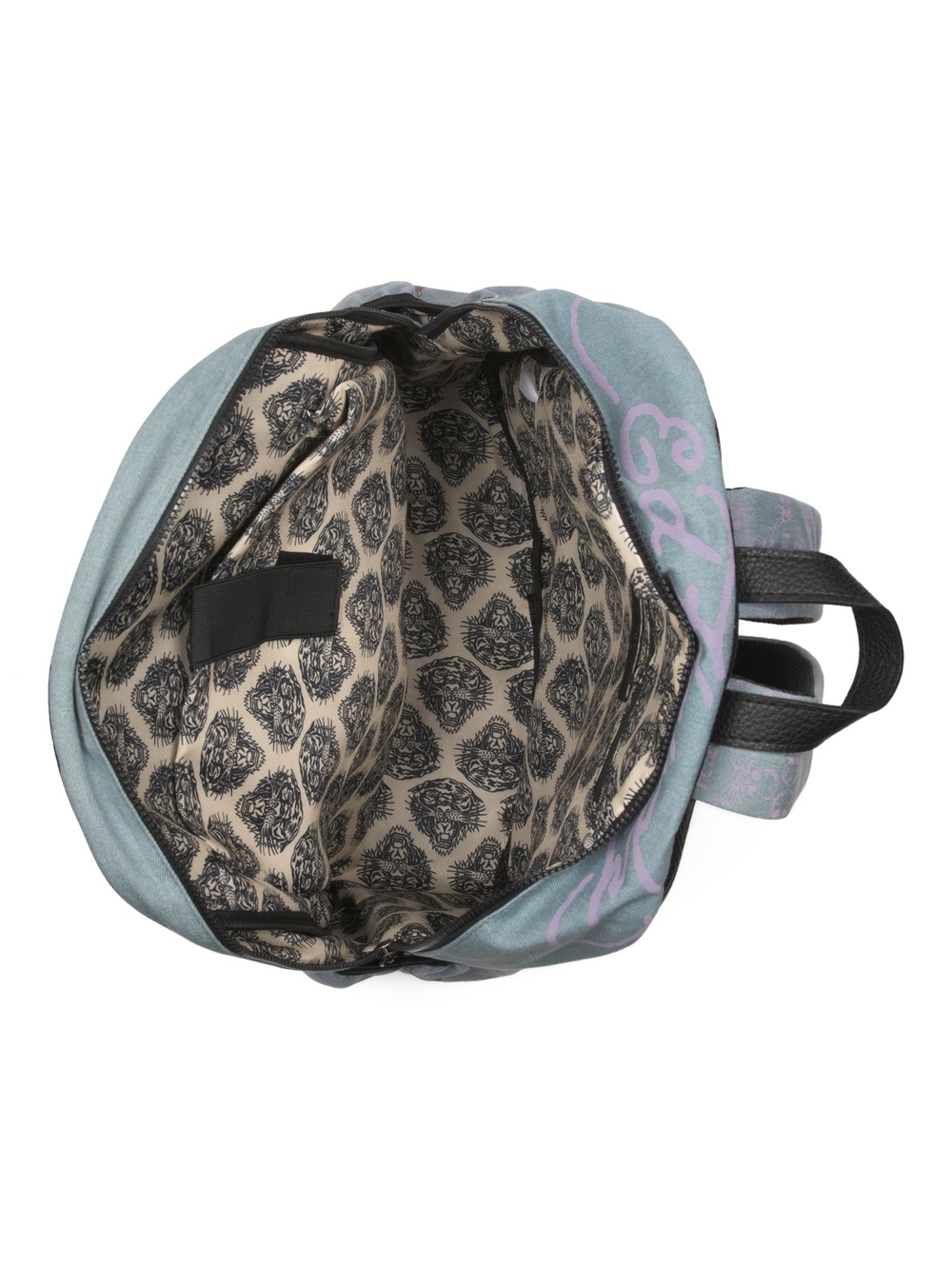 Ed Hardy Lavender Floral Logo Backpack with Heart Accent - Picture 3 of 3